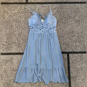 Victoria Secret PINK Navy Lace Strappy Mini Dress Navy Blue: Like New XS